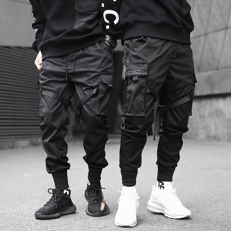 Męskie Spodnie Cargo Streetwear Regulowane Kieszenie