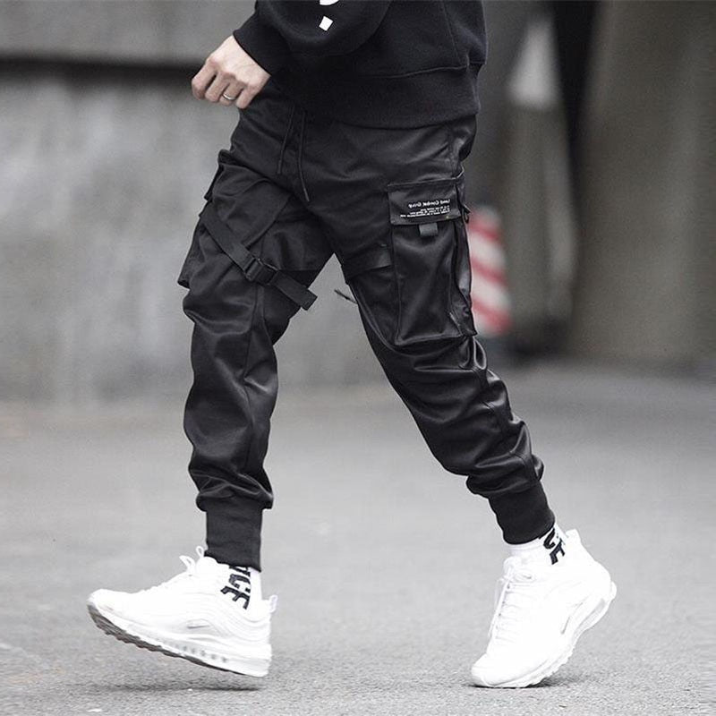 Męskie Spodnie Cargo Streetwear Regulowane Kieszenie