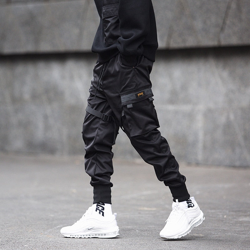 Męskie Spodnie Cargo Streetwear Regulowane Kieszenie