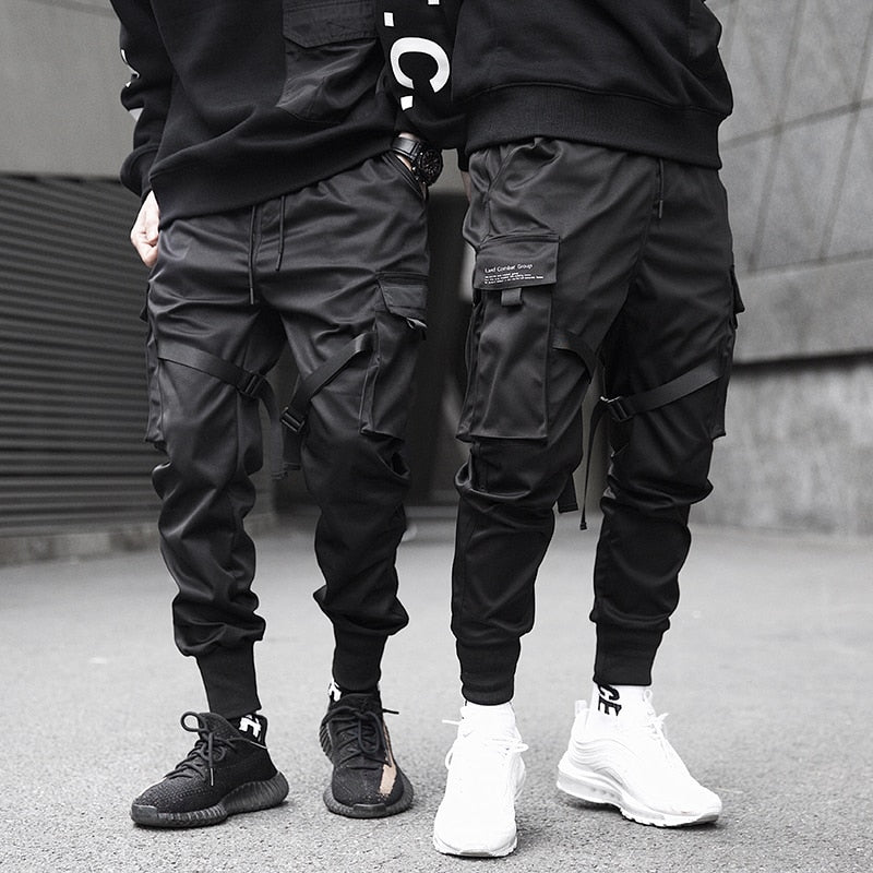 Męskie Spodnie Cargo Streetwear Regulowane Kieszenie