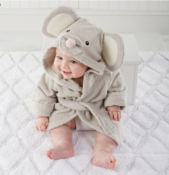 Warmes Baby-Bademantel mit lustiger Tierkapuze