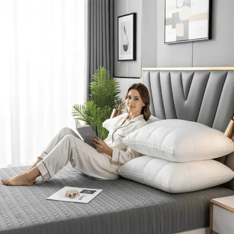 Quilted Gusseted Bed Pillow with Piped Edges and Pinch Pleat Design - Image 2