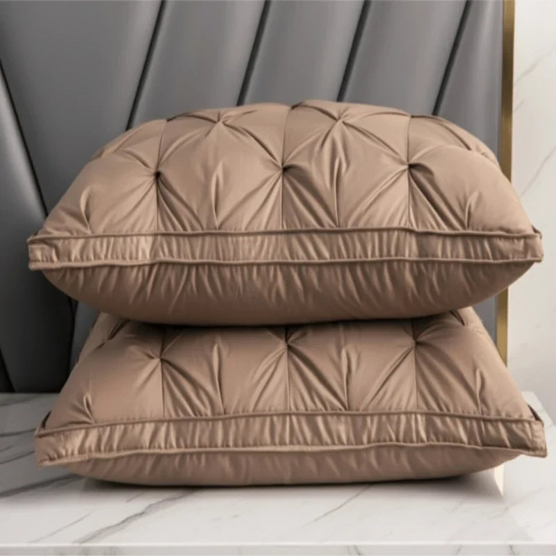 Quilted Gusseted Bed Pillow with Piped Edges and Pinch Pleat Design - Image 5