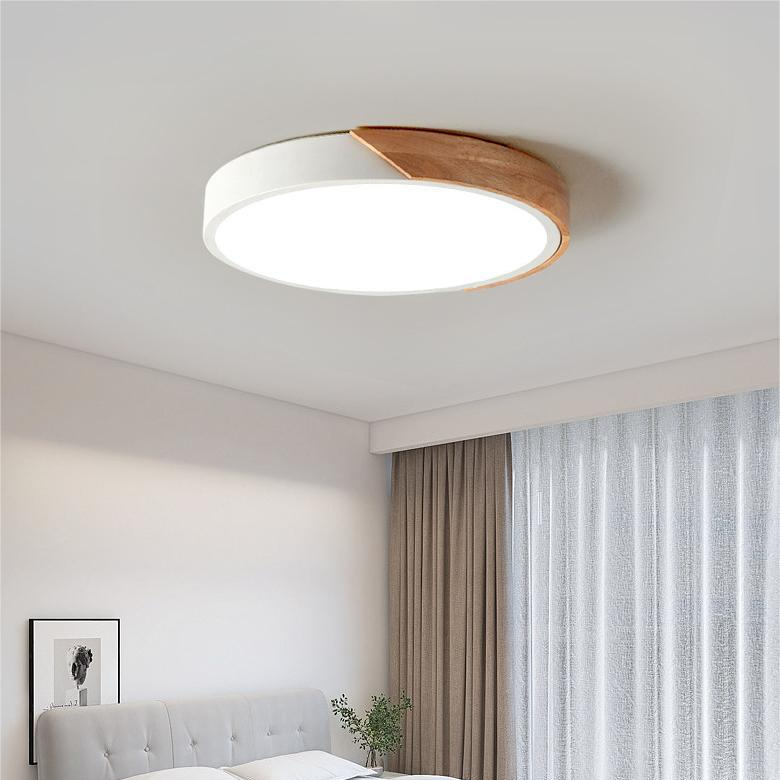 Nowoczesna drewniana lampa sufitowa LED typu plafon