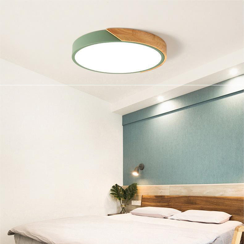 Nowoczesna drewniana lampa sufitowa LED typu plafon