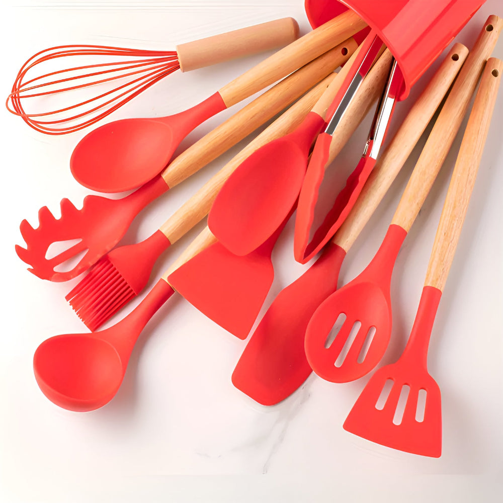 Safe silicone kitchen utensils without BPA – set of 12 pieces