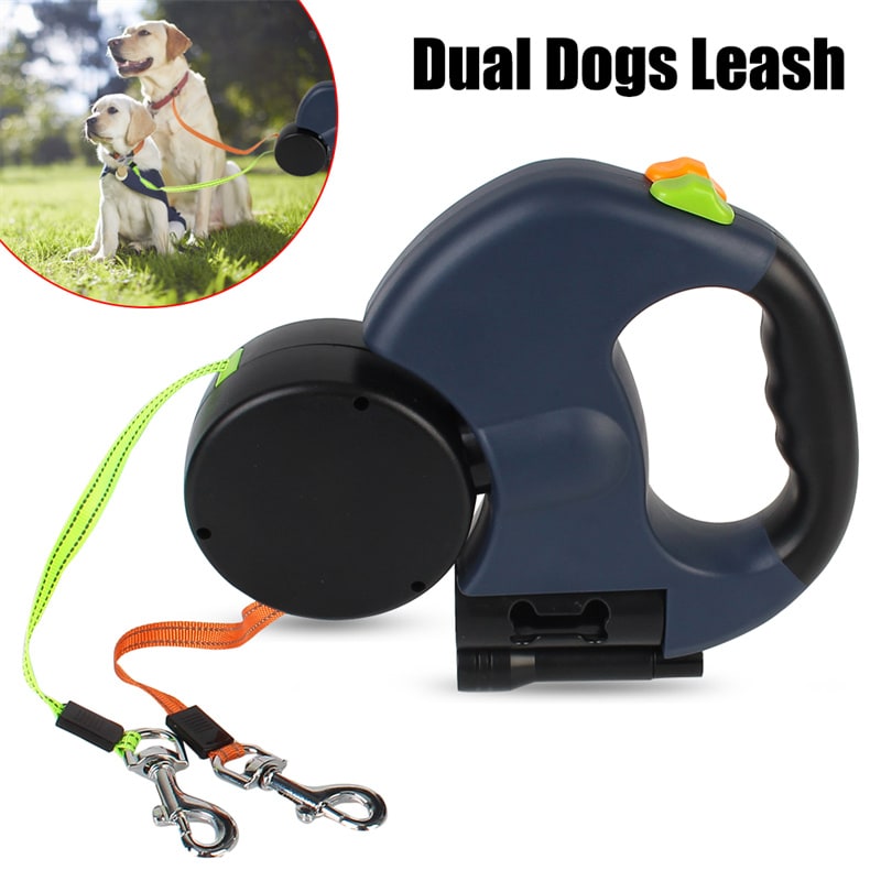 Retractable Dog Leash with Flashlight and Bag Dispenser 360 Swivel Dual Pet Lead - Image 19