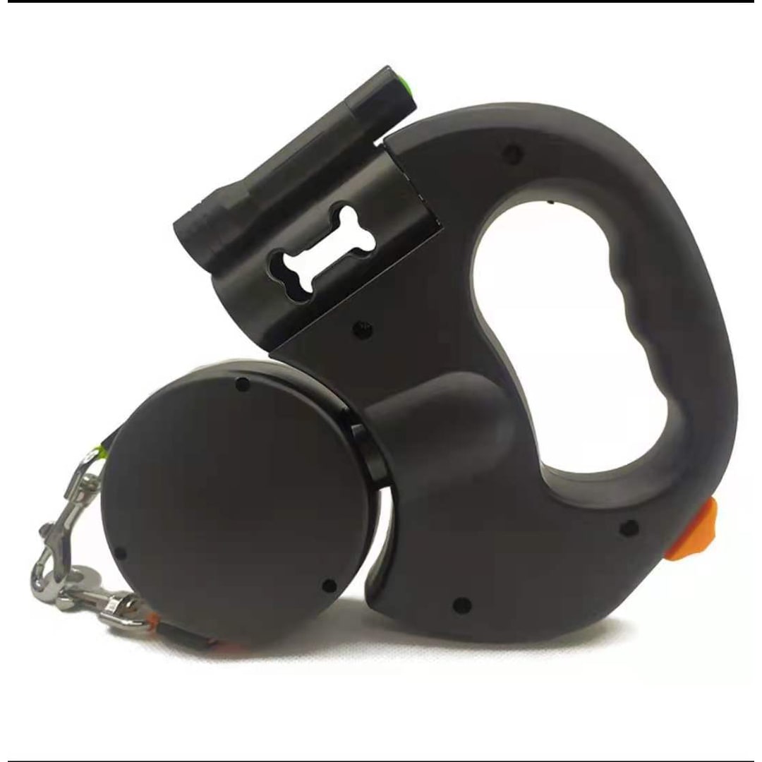 Retractable Dog Leash with Flashlight and Bag Dispenser 360 Swivel Dual Pet Lead - Image 2