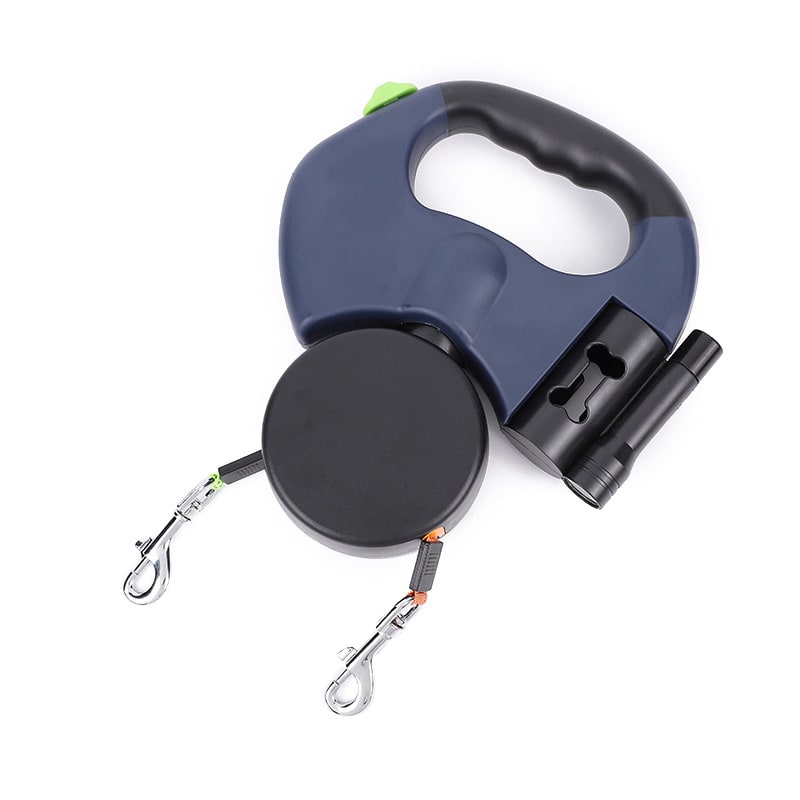 Retractable Dog Leash with Flashlight and Bag Dispenser 360 Swivel Dual Pet Lead - Image 3
