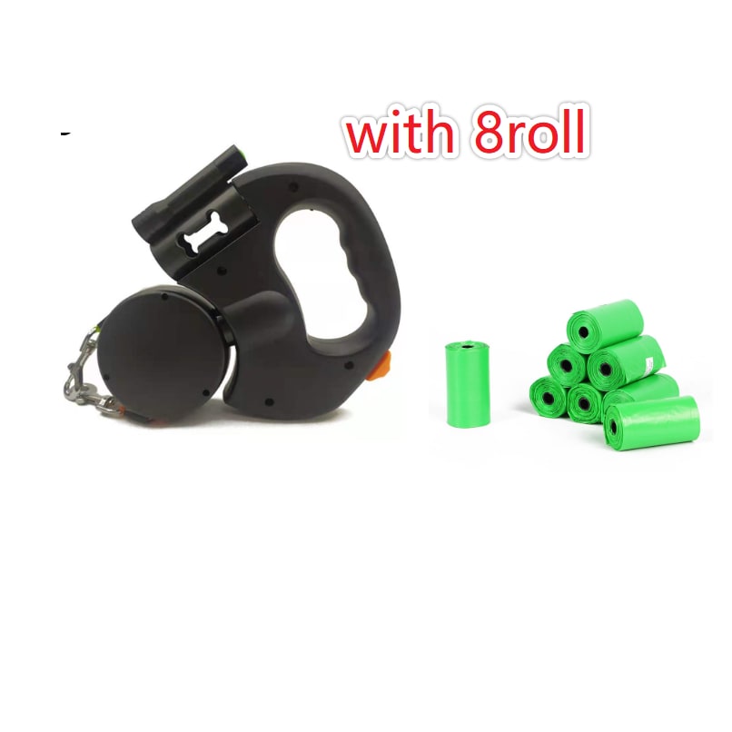 Retractable Dog Leash with Flashlight and Bag Dispenser 360 Swivel Dual Pet Lead - Image 7