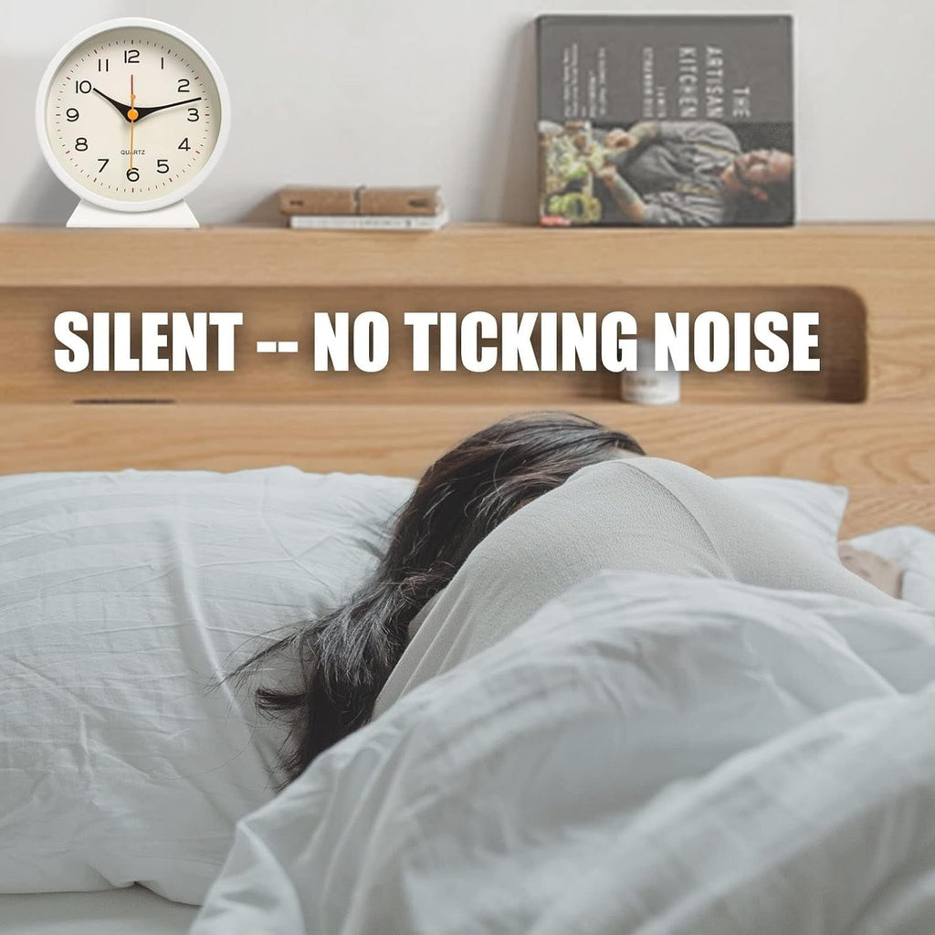 Retro Analog Alarm Clock with Backlight Silent Battery Operated Non-Ticking Quartz - Image 8