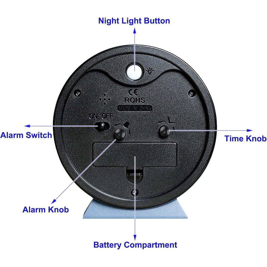 Retro Analog Alarm Clock with Backlight Silent Battery Operated Non-Ticking Quartz - Image 9