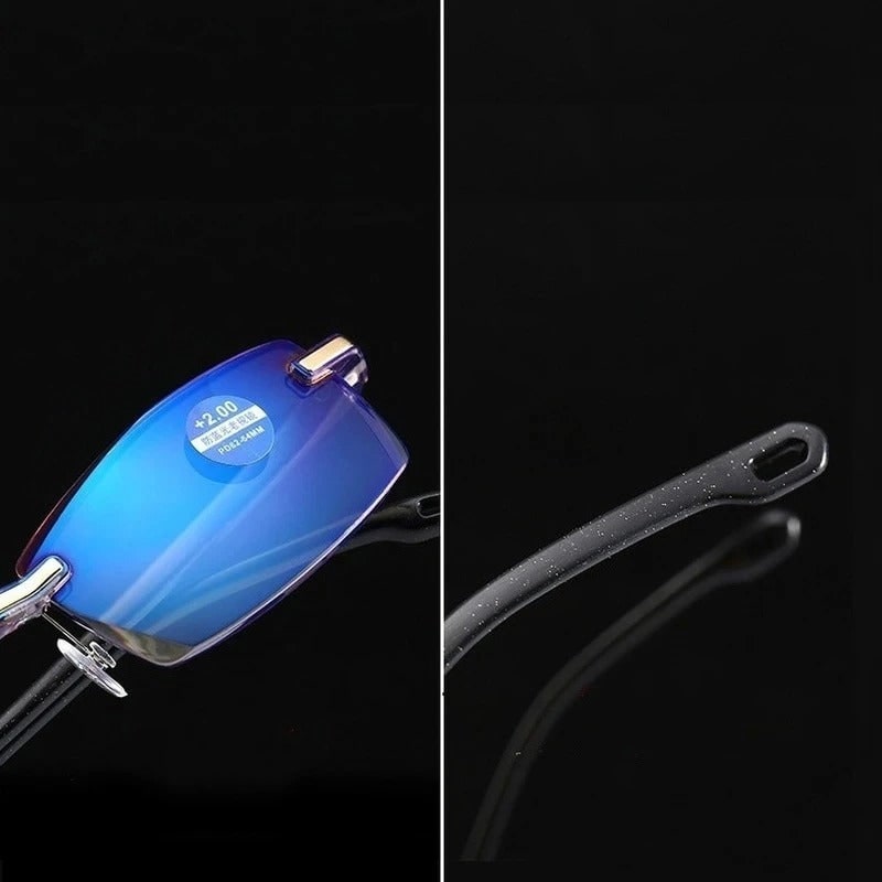 Rimless Blue Light Blocking Reading Glasses with Lightweight Flexible Design - Image 4