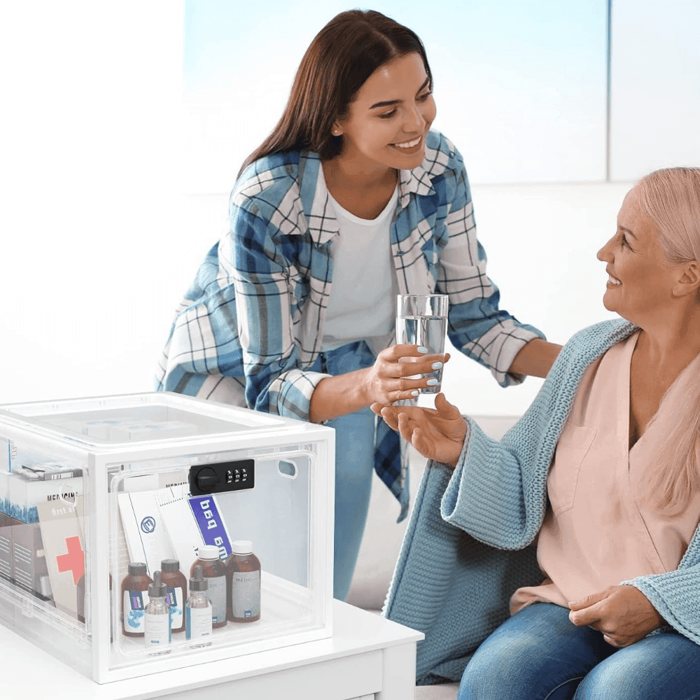 Bezpieczny pojemnik do przechowywania z zamykaną pokrywą