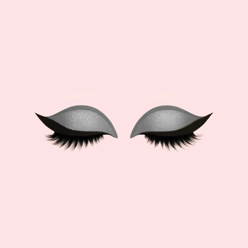 Self Adhesive Fake Eyelashes with Winged Eyeliner and Glitter Eyeshadow Stickers - Image 12