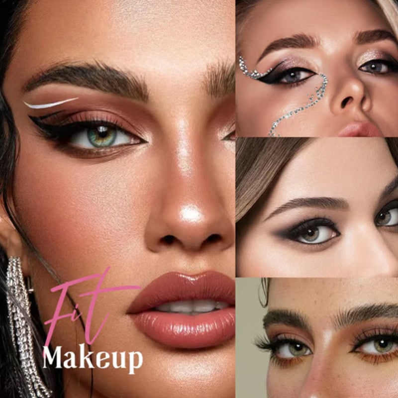 Self Adhesive Fake Eyelashes with Winged Eyeliner and Glitter Eyeshadow Stickers - Image 3