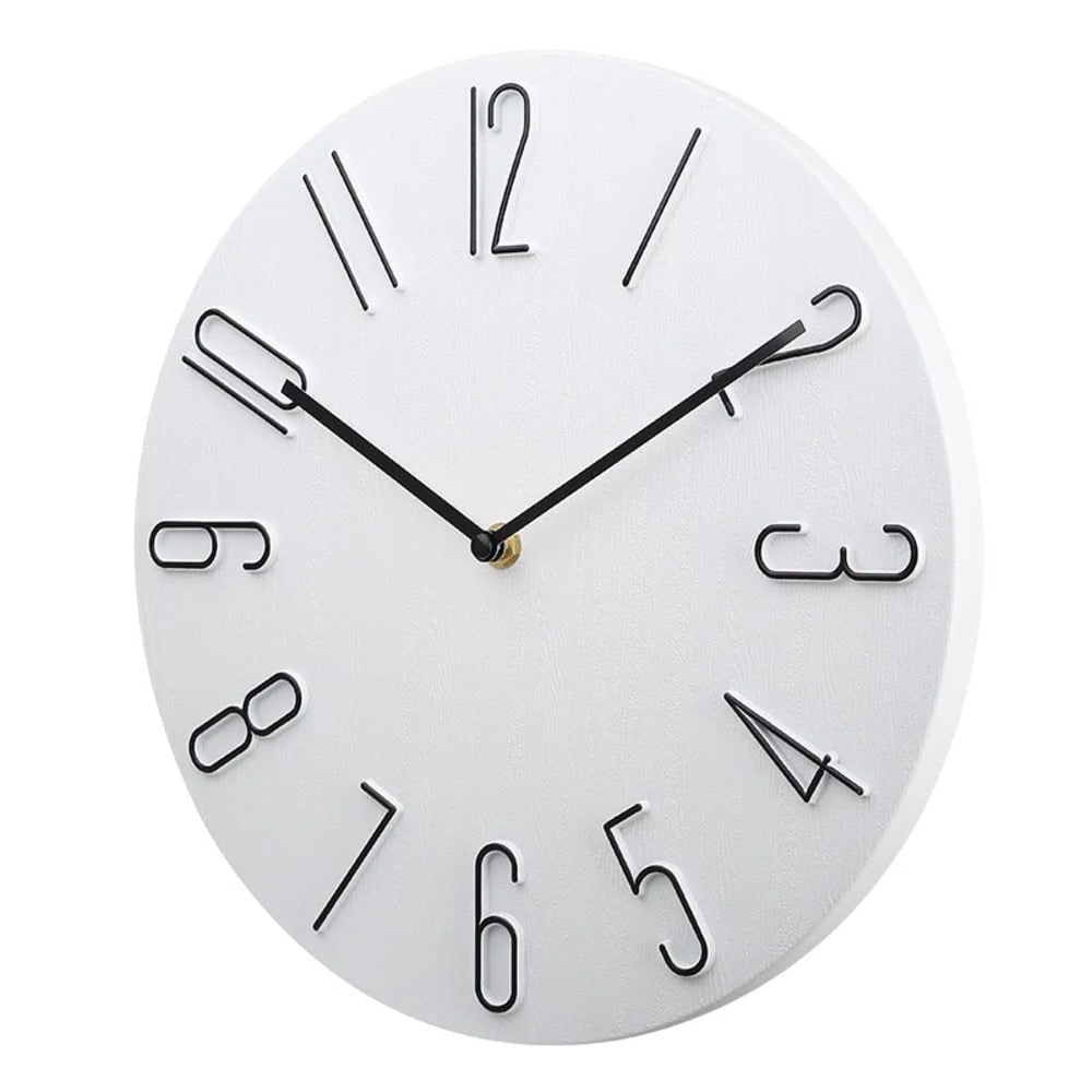 Silent Wall Clock with Raised Wire Numbers and Wood Grain Dial - Image 4