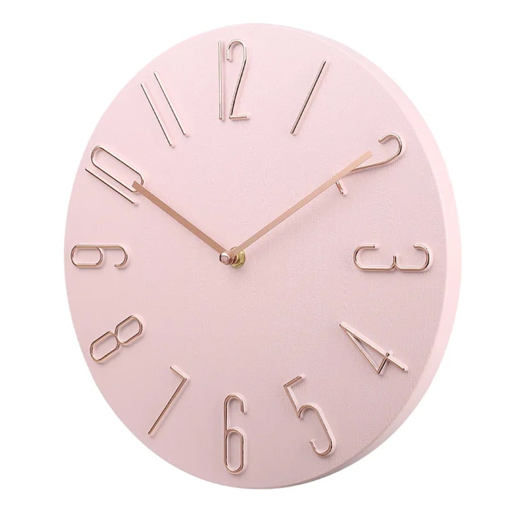 Silent Wall Clock with Raised Wire Numbers and Wood Grain Dial - Image 7