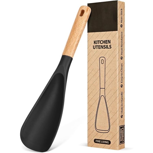Silicone Spatula Spoon with Wooden Handle and Heat Resistant Tool Rest - Image 1