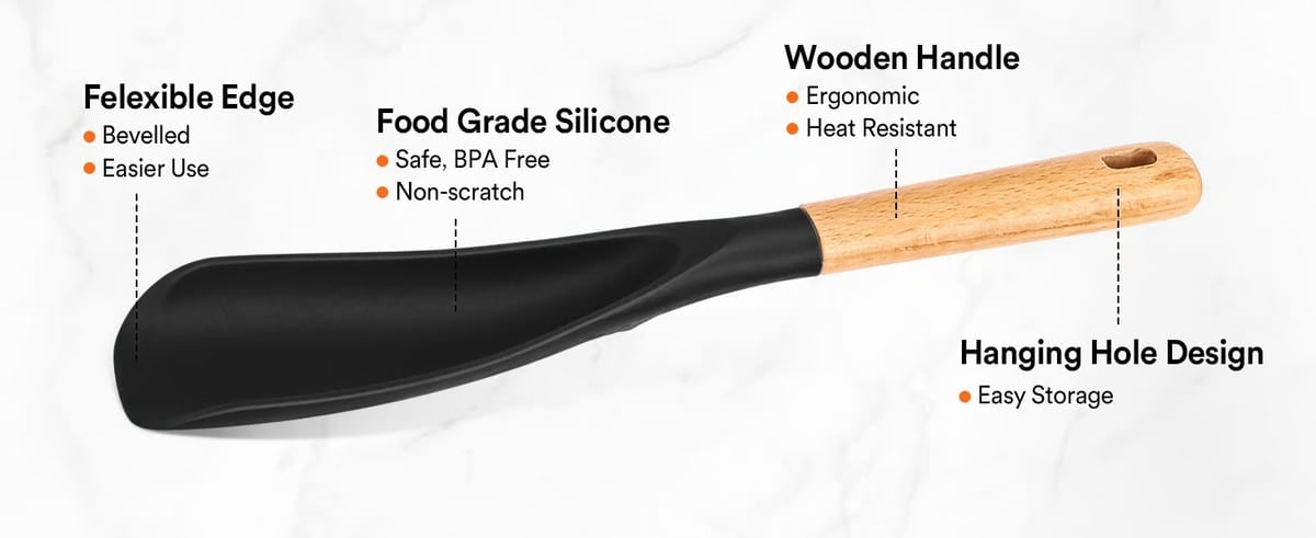 Silicone Spatula Spoon with Wooden Handle and Heat Resistant Tool Rest - Image 16