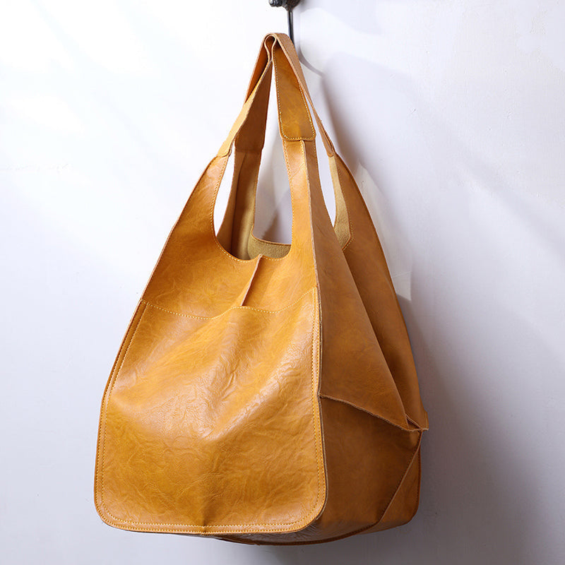 Fashionable women's leather bag – large vintage everyday shopper