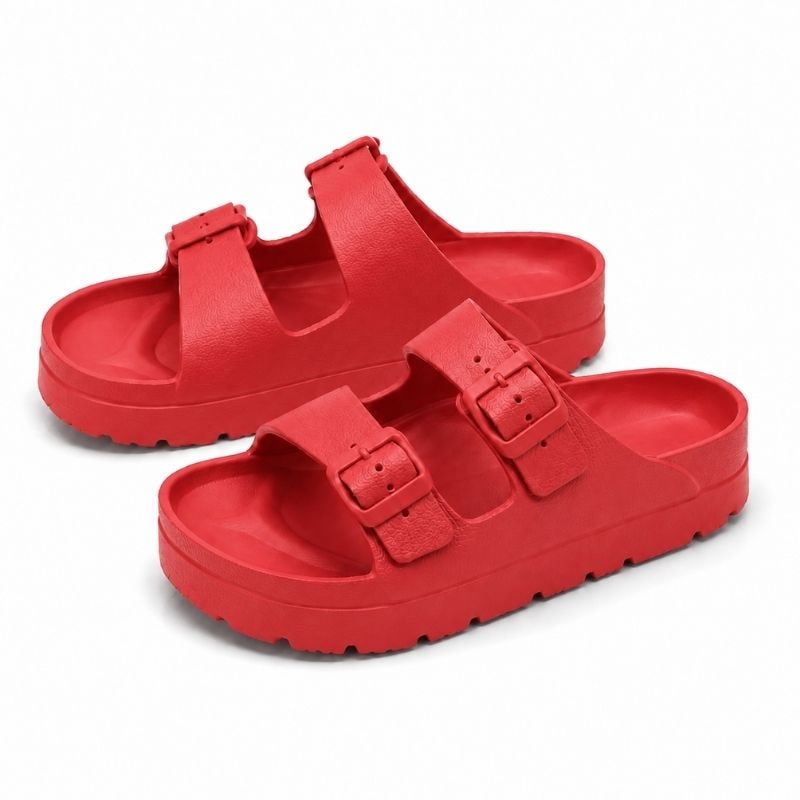 Slides with Arch Support and Double Buckle Straps Foam Cushioned Footbed - Image 12