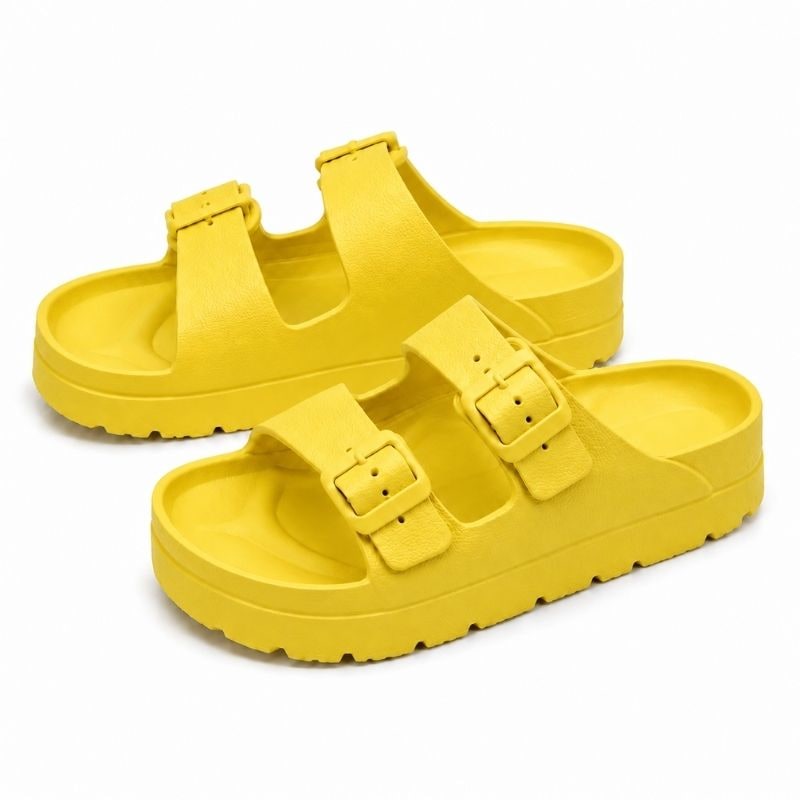 Slides with Arch Support and Double Buckle Straps Foam Cushioned Footbed - Image 13