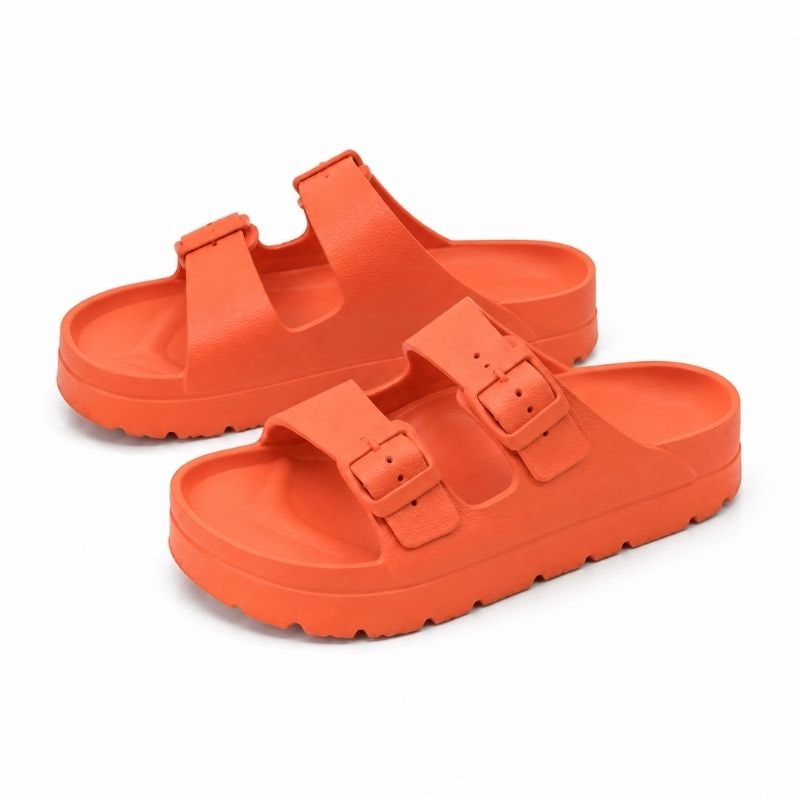 Slides with Arch Support and Double Buckle Straps Foam Cushioned Footbed - Image 14
