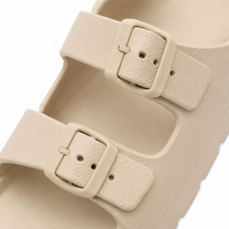Slides with Arch Support and Double Buckle Straps Foam Cushioned Footbed - Image 5
