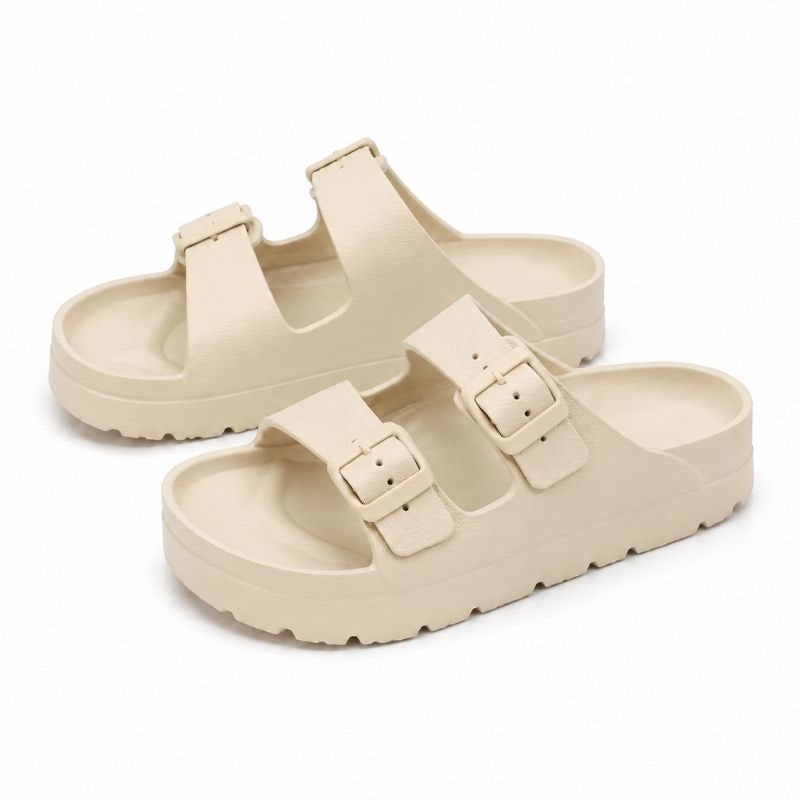 Slides with Arch Support and Double Buckle Straps Foam Cushioned Footbed - Image 7