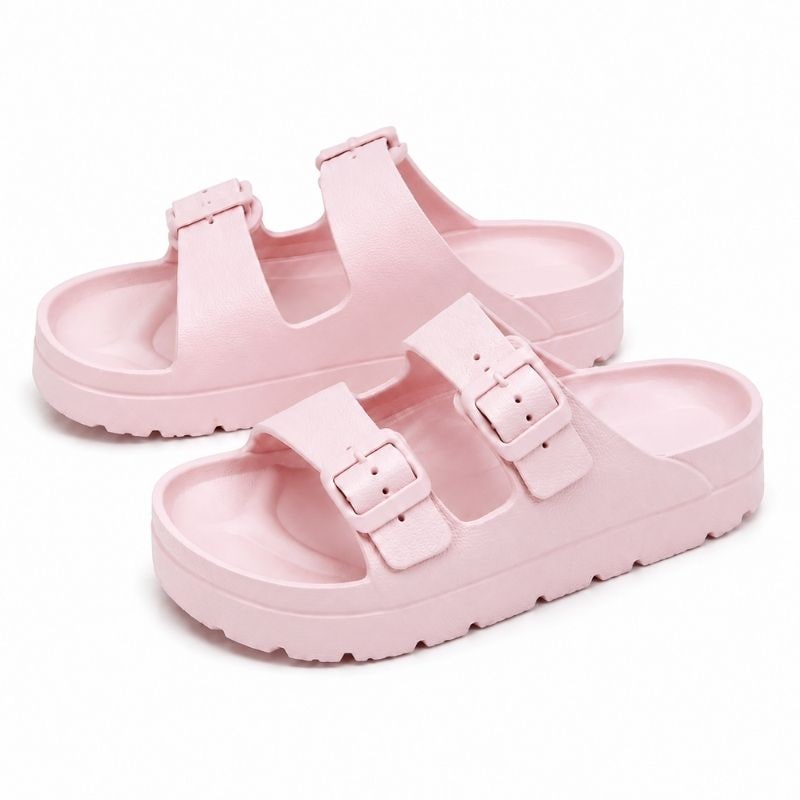 Slides with Arch Support and Double Buckle Straps Foam Cushioned Footbed - Image 9