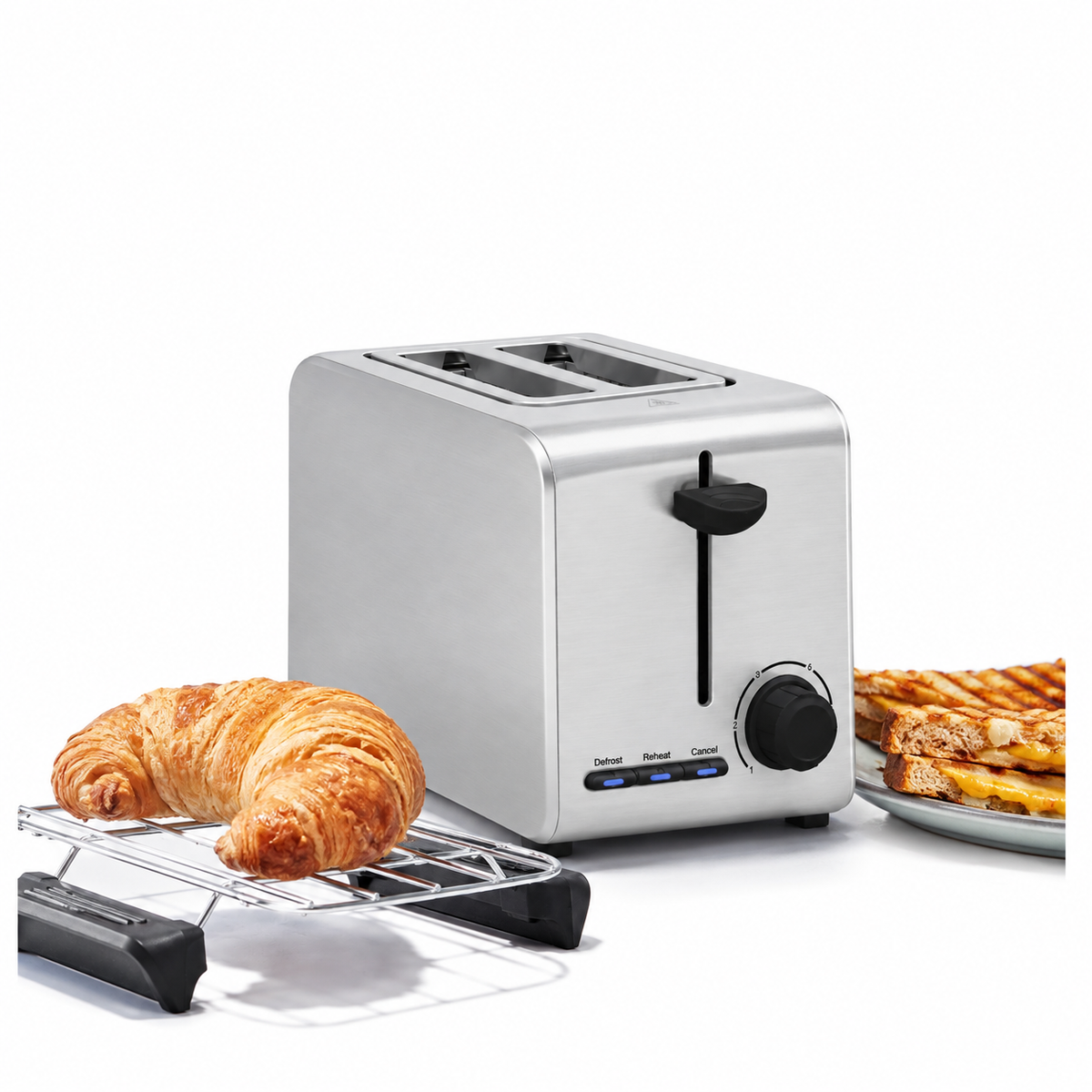 Smart Toaster with Touchscreen Display Two-Slice Capacity and Removable Panini Press - Image 1
