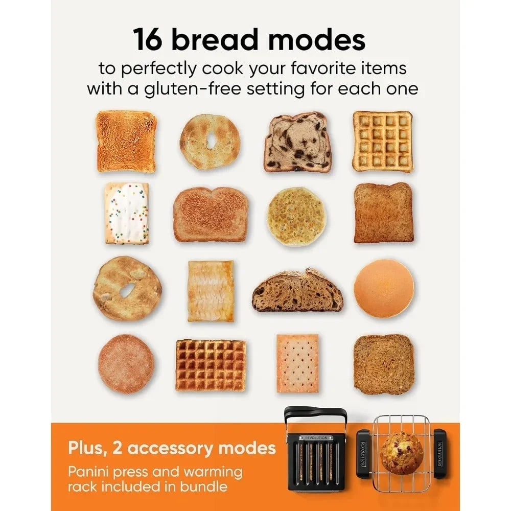 Smart Toaster with Touchscreen Display Two-Slice Capacity and Removable Panini Press - Image 3