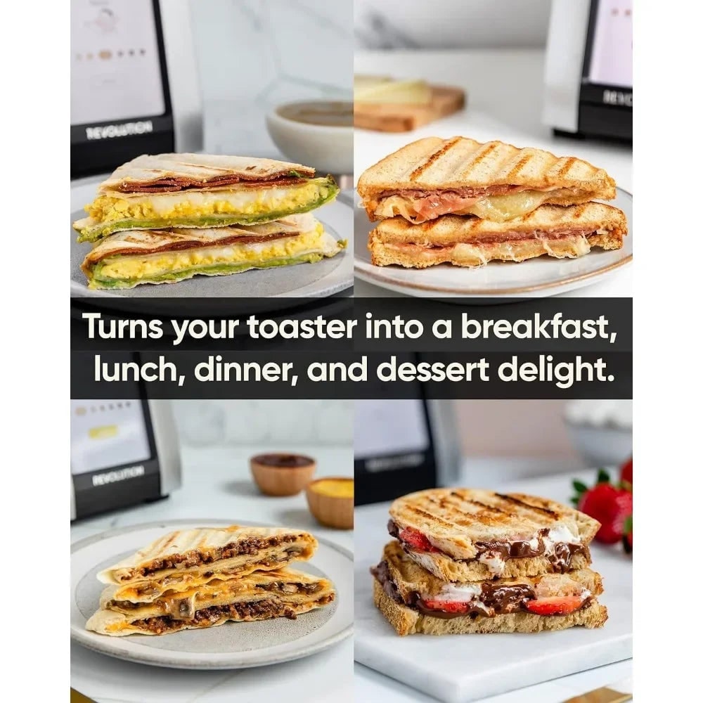 Smart Toaster with Touchscreen Display Two-Slice Capacity and Removable Panini Press - Image 4