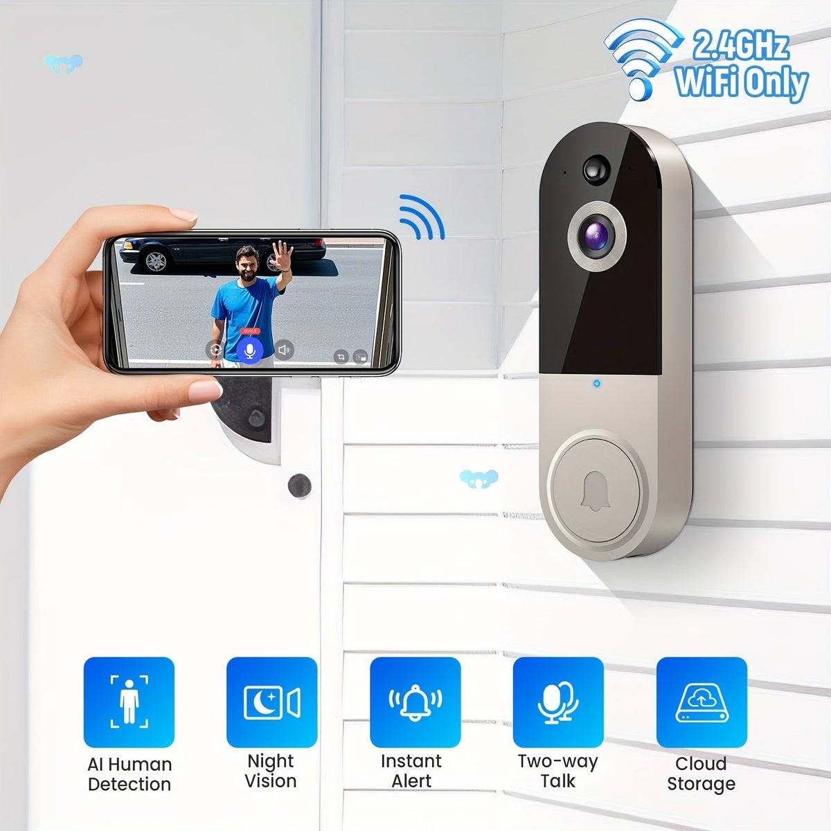 Smart Video Doorbell with 1080p Camera and WIFI Connectivity for Home Security - Image 2