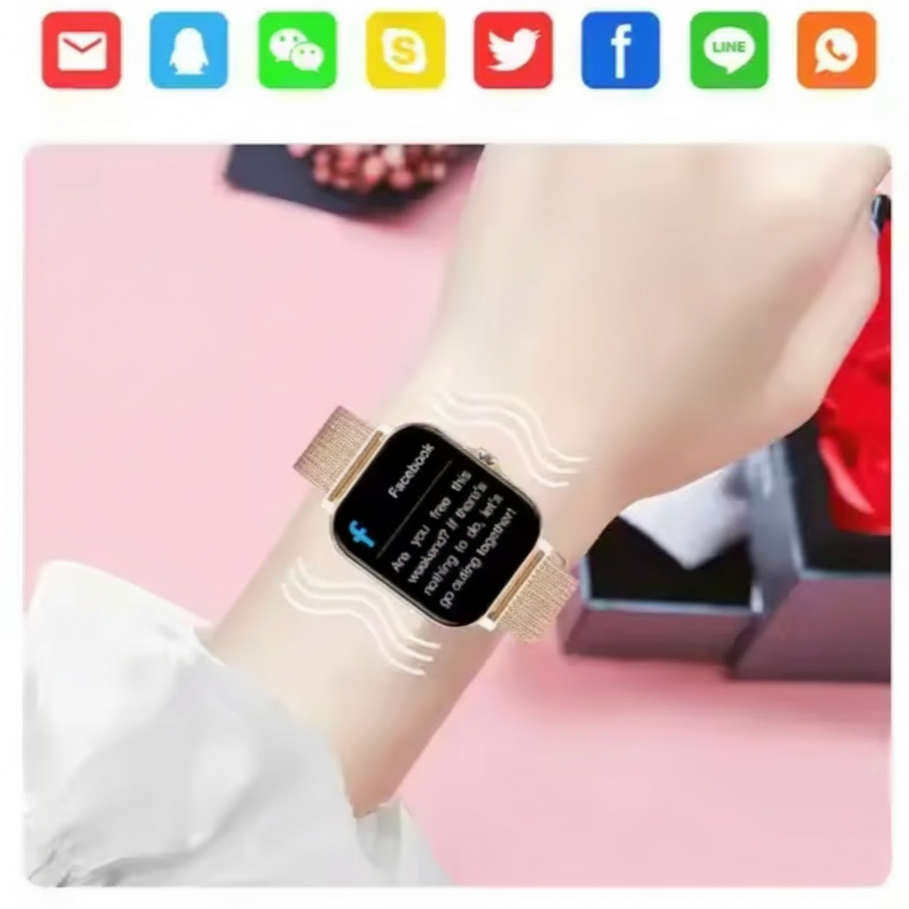 Smartwatch Damski Zegarek na Bransolecie Mesh z Ekranem Dotykowym Pomiarem Ciśnienia - Image 3
