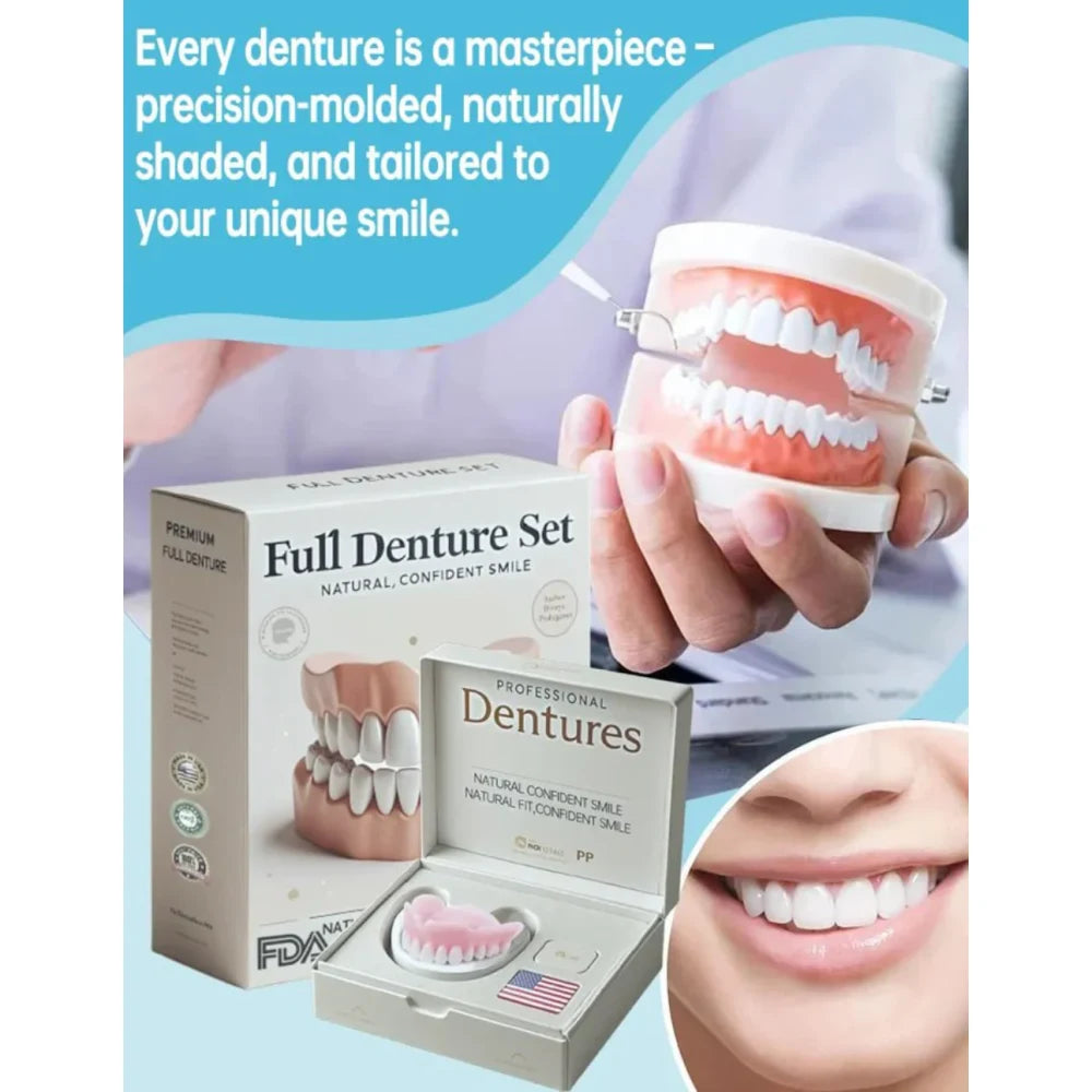 Snap on Veneers Upper and Lower Teeth with Moldable Fit and Reusable Denture Set - Image 2