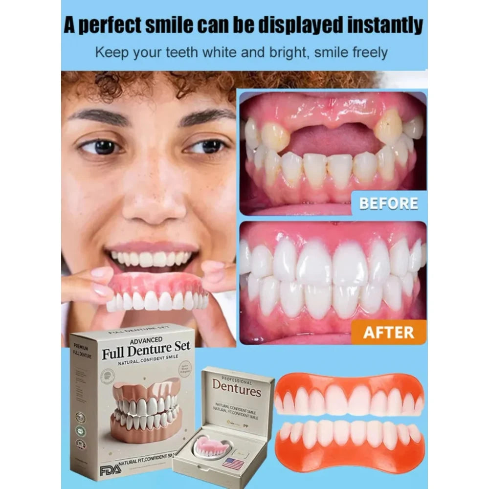 Snap on Veneers Upper and Lower Teeth with Moldable Fit and Reusable Denture Set - Image 3