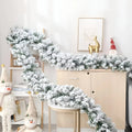 Snow Flocked Christmas Garland for Stairs and Fireplace with Artificial Pine - Image 1