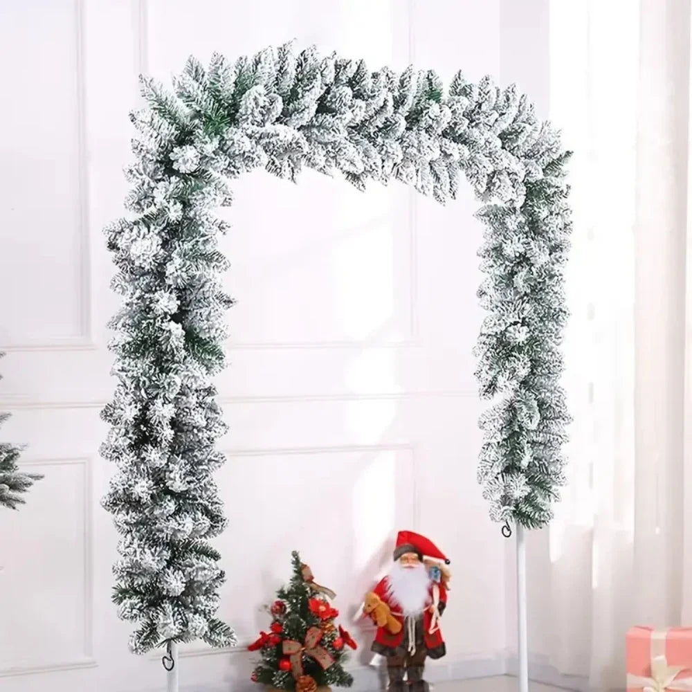 Snow Flocked Christmas Garland for Stairs and Fireplace with Artificial Pine - Image 2