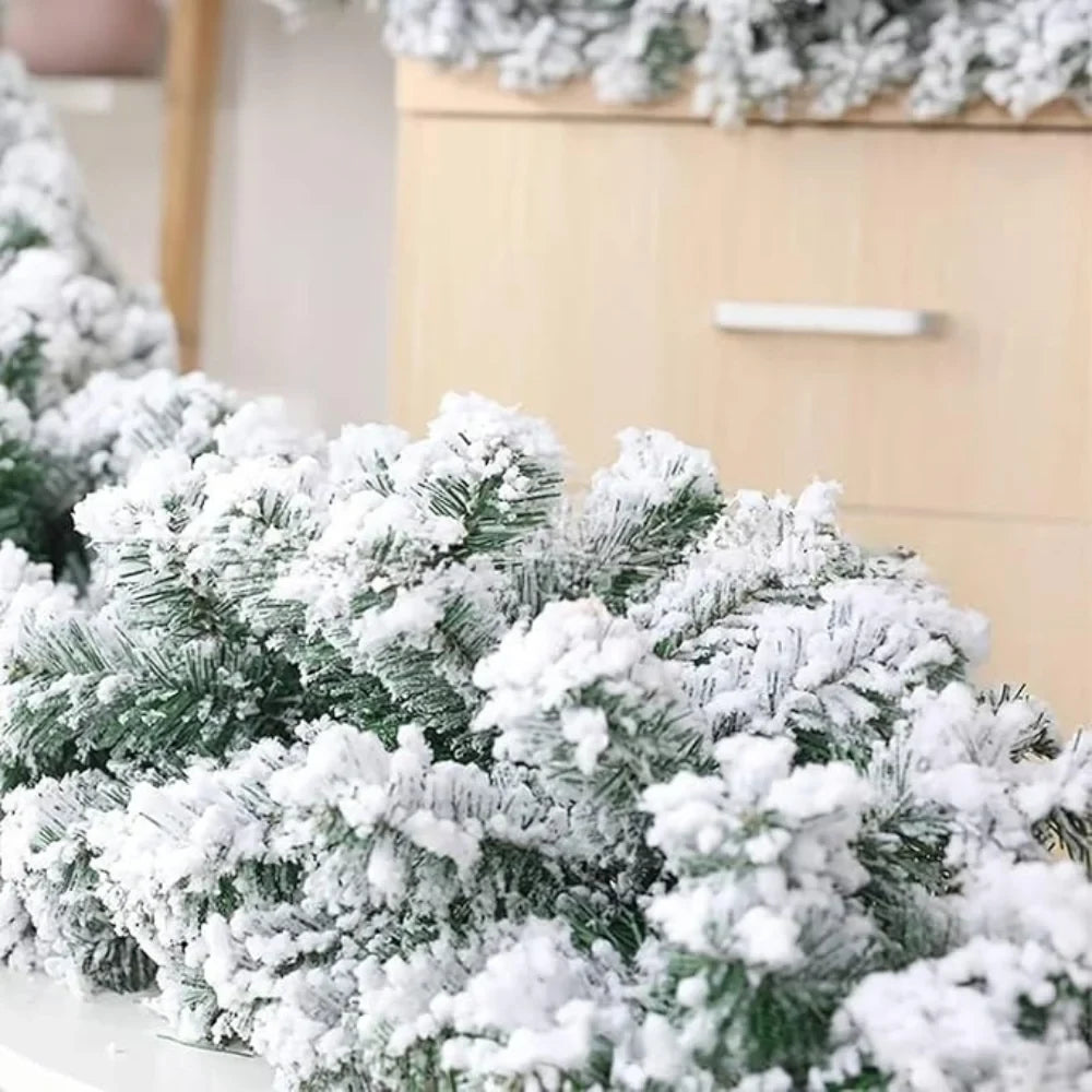 Snow Flocked Christmas Garland for Stairs and Fireplace with Artificial Pine - Image 4