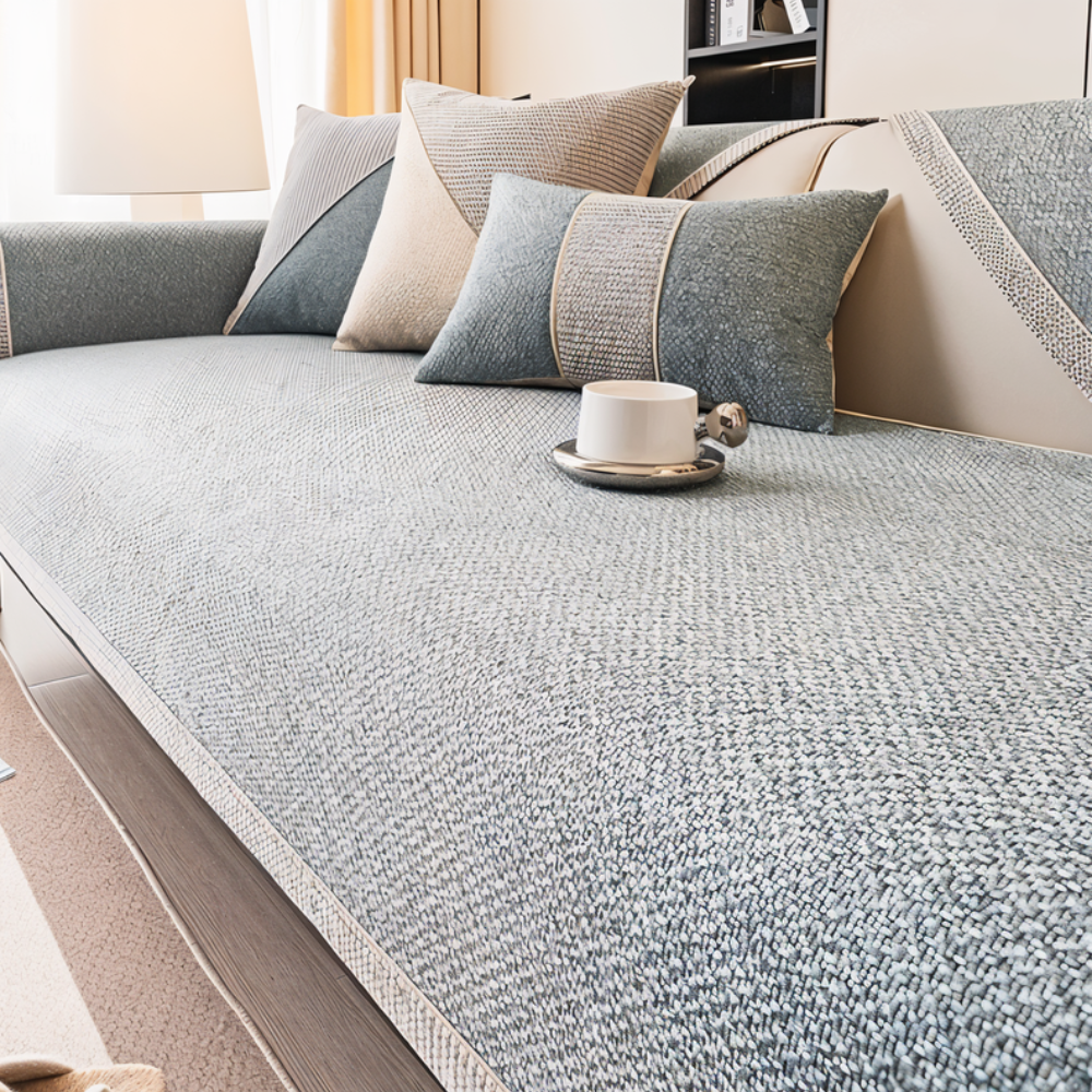 Sofa Couch Cover with Non-Slip Backing and Sectional Design Textured Woven Fabric - Image 5