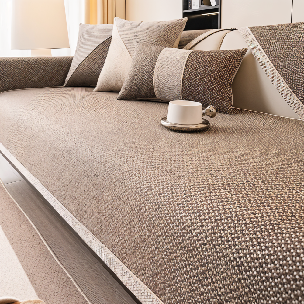 Sofa Couch Cover with Non-Slip Backing and Sectional Design Textured Woven Fabric - Image 7