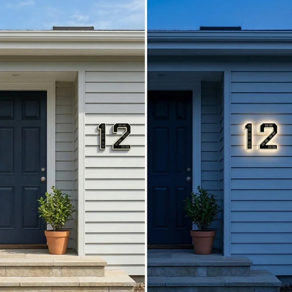 Solar House Numbers with LED Backlit Address Sign and Automatic Dusk Lighting — photo 5