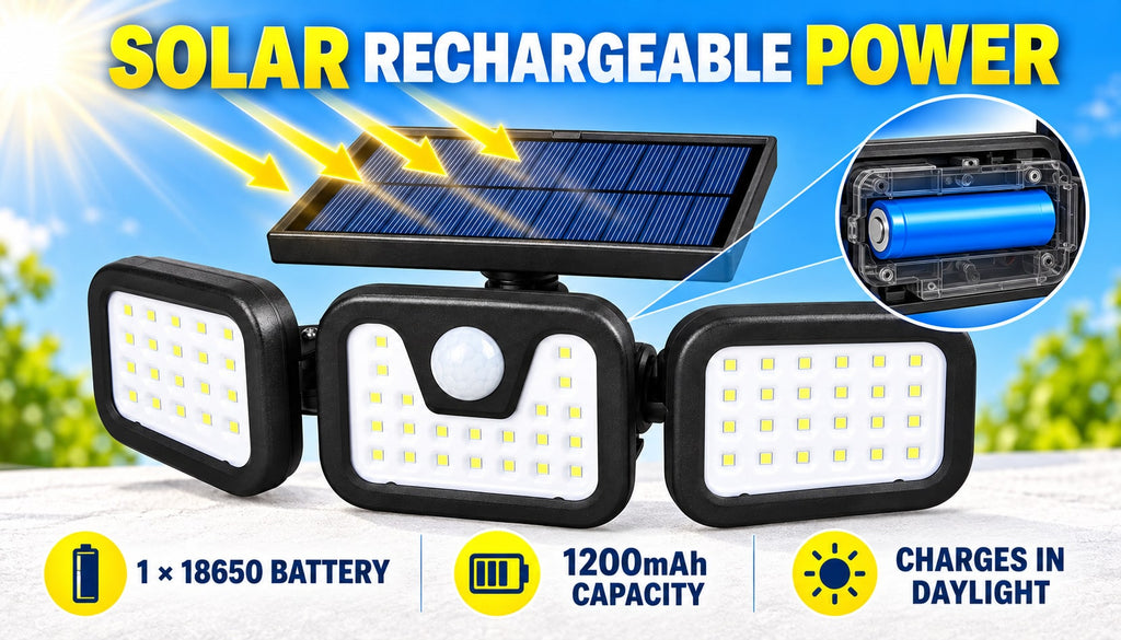 Solar Outdoor Light with Motion Sensor and Adjustable LED Panels Waterproof Security Lighting - Image 3