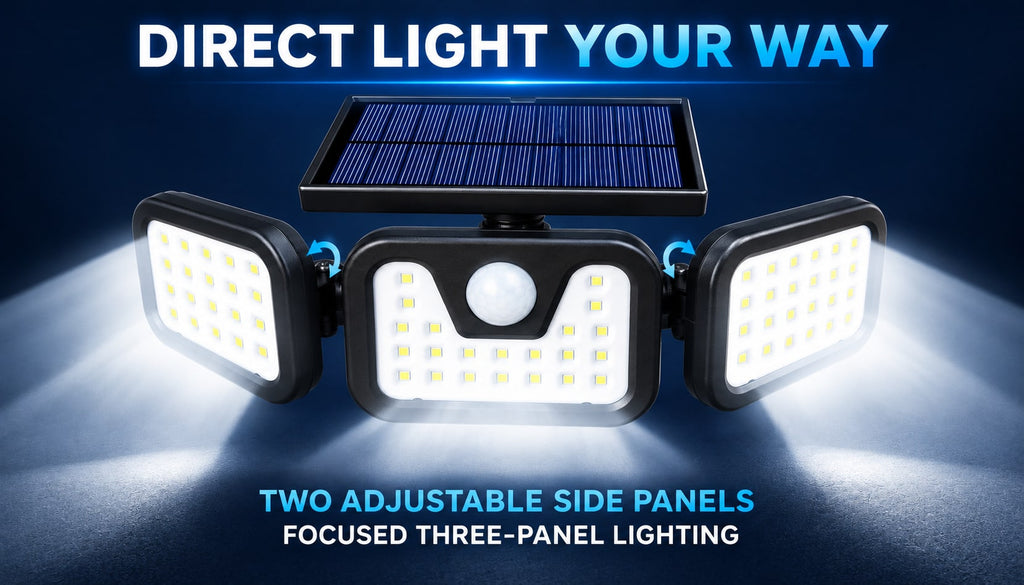 Solar Outdoor Light with Motion Sensor and Adjustable LED Panels Waterproof Security Lighting - Image 5
