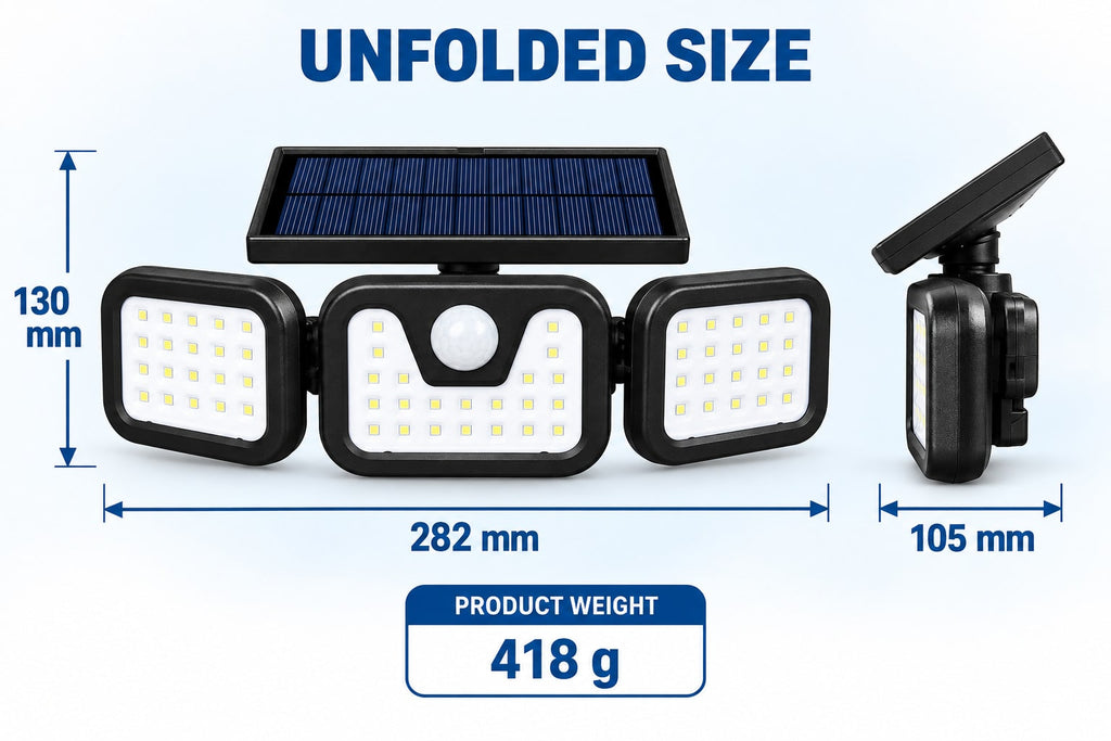 Solar Outdoor Light with Motion Sensor and Adjustable LED Panels Waterproof Security Lighting - Image 8