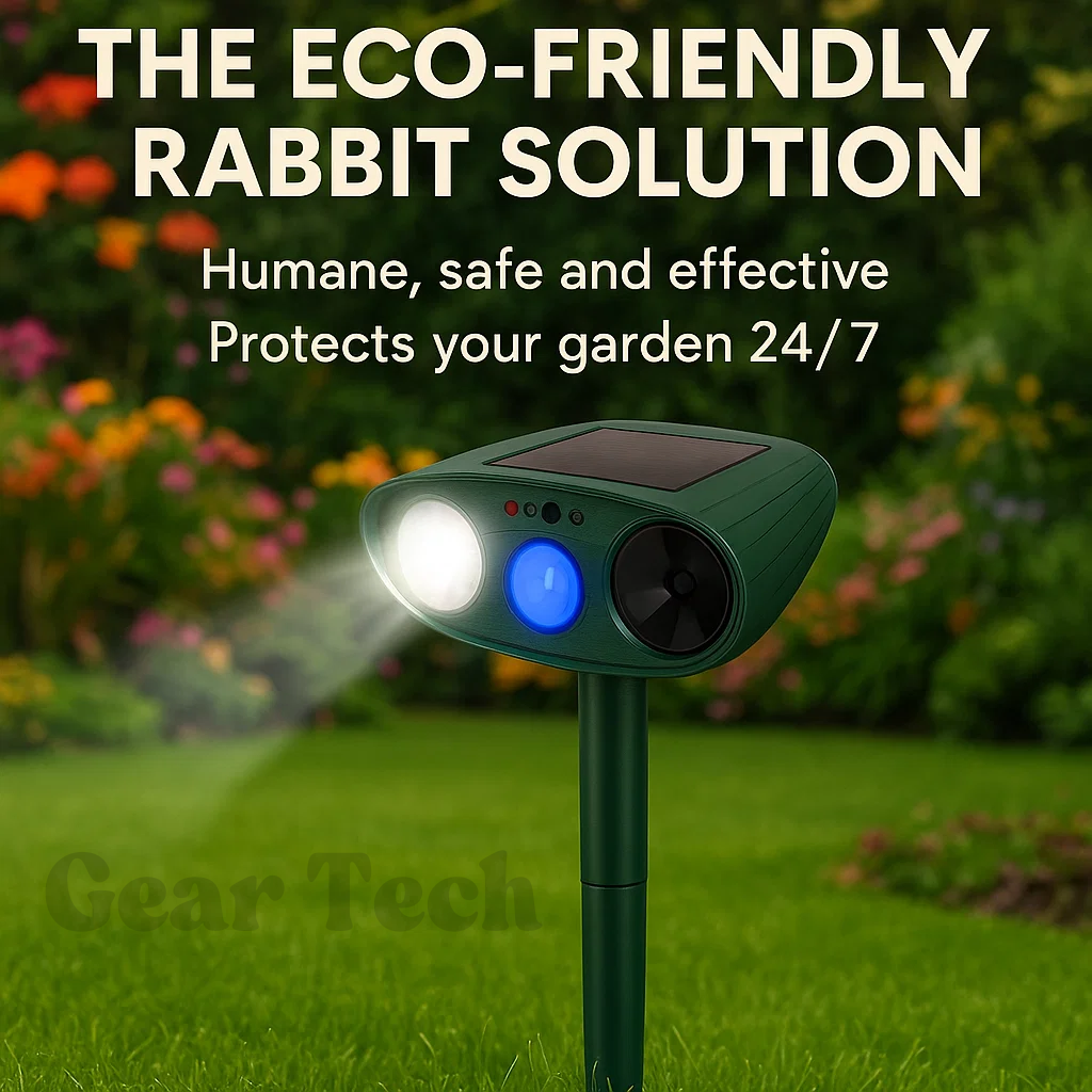 Solar Powered Ultrasonic Mouse Repellent with Motion Sensor and LED Flashing Lights for Garden - Image 1