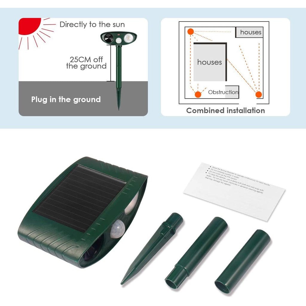 Solar Powered Ultrasonic Mouse Repellent with Motion Sensor and LED Flashing Lights for Garden - Image 13