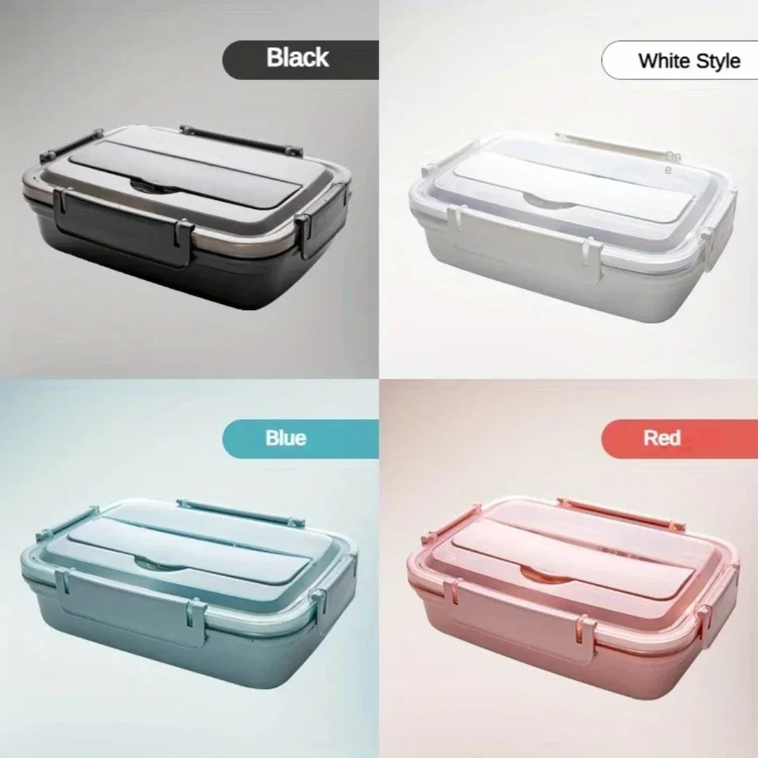 Stainless Steel Bento Lunch Box with Airtight Lid Compartments and Cutlery - Image 7